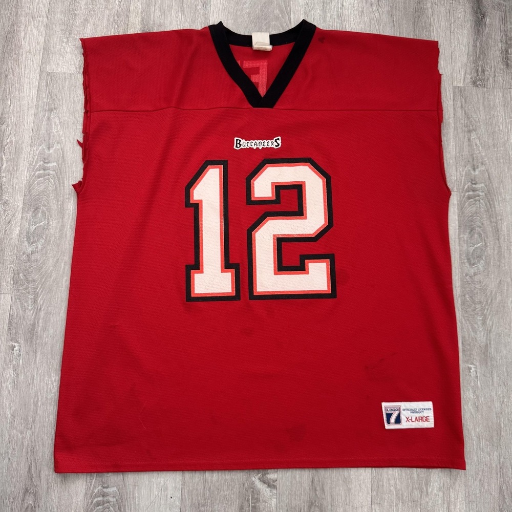 Vintage Tampa Bay Buccaneers Jersey Mens XL Red NFL Football‎ Trent Dilfer Cut